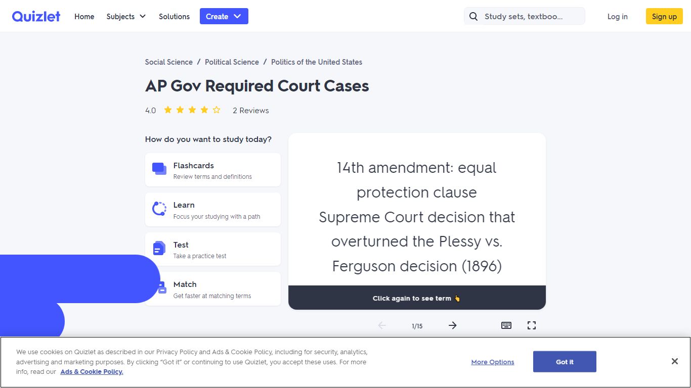 AP Gov Required Court Cases Flashcards | Quizlet