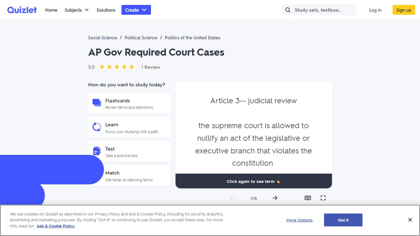 AP Gov Required Court Cases Flashcards | Quizlet