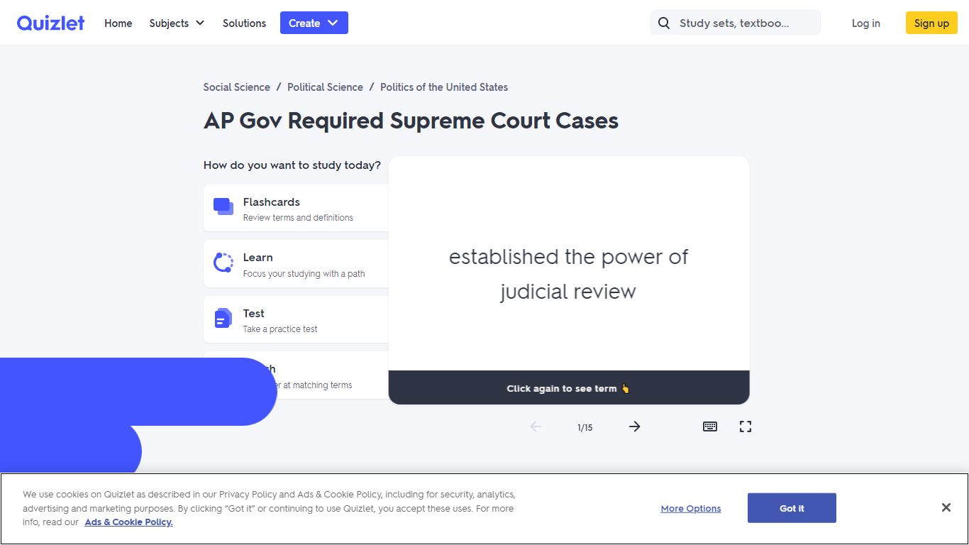 AP Gov Required Supreme Court Cases Flashcards | Quizlet