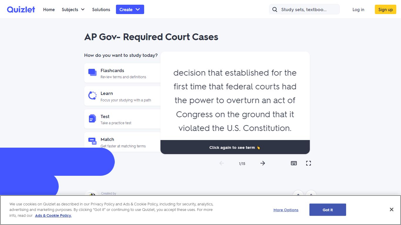 AP Gov- Required Court Cases Flashcards | Quizlet